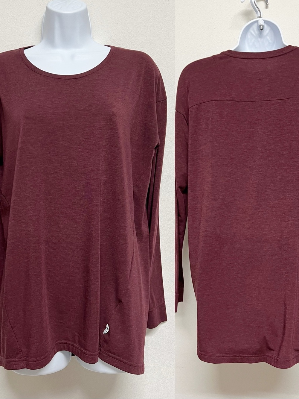 ON Running Womens Burgundy Long Sleeve Quick Drying Scoop Neck Long T Size M - Picture 5 of 6